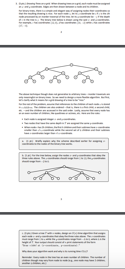 3. (5 pts.) Drawing Trees on a grid. When drawing | Chegg.com