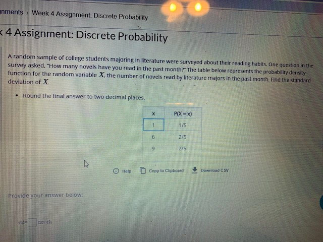 week 4 assignment discrete probability