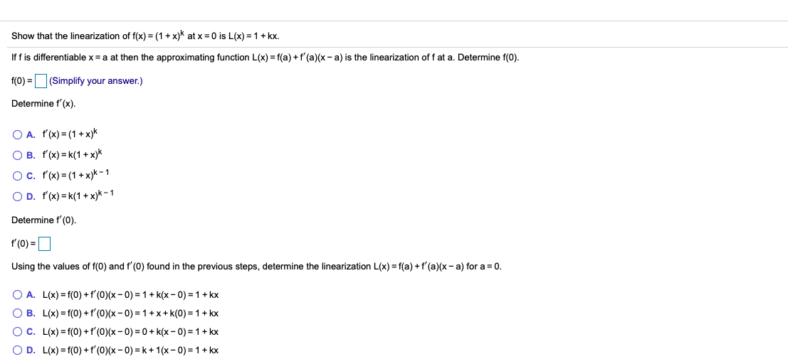 Solved Use The Approximation 1x 1 Kx To Estimate 1 00 Chegg Com