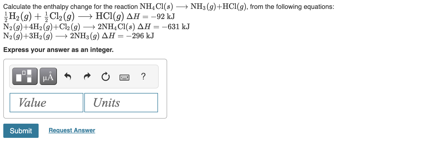 Solved Calculate The Enthalpy Change For The Reaction | Chegg.com