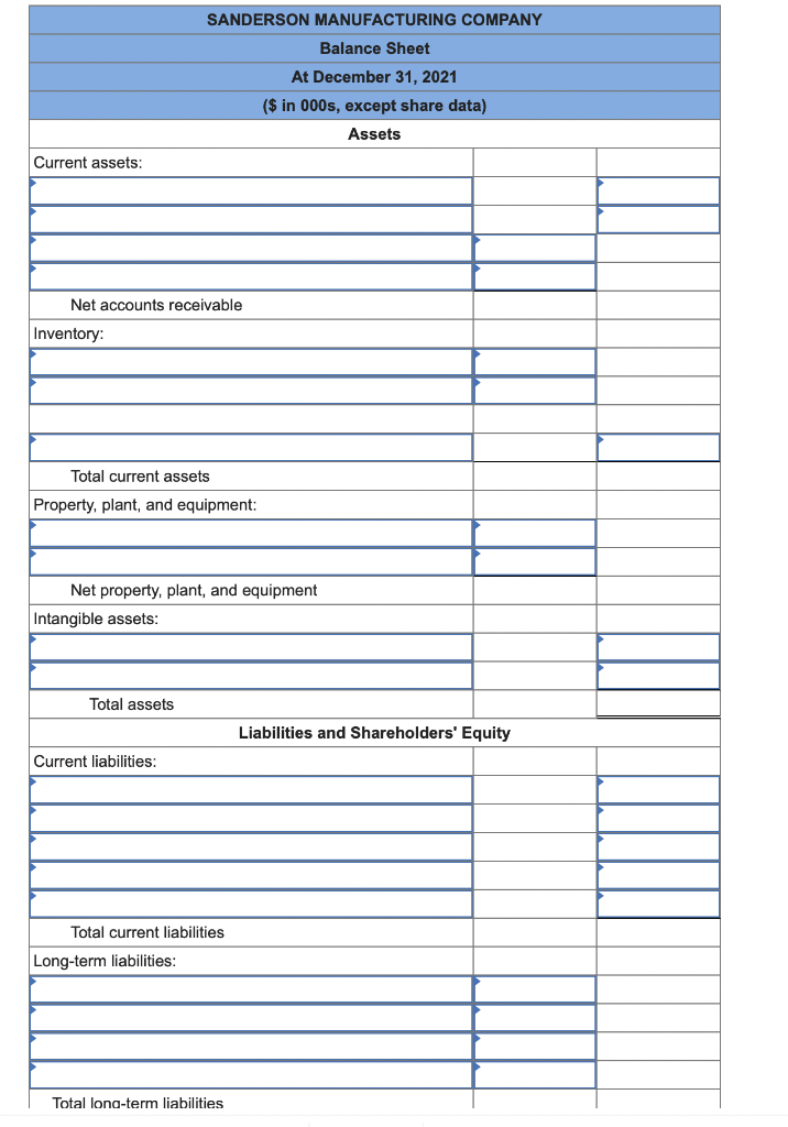 Solved The following incomplete balance sheet for the | Chegg.com