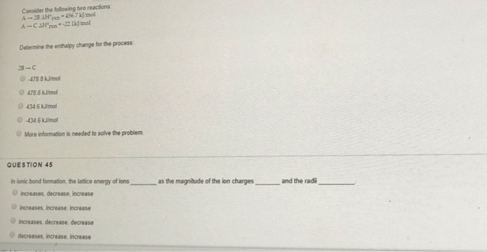 Solved Consider the following two reactions Аー2B AH.tora. | Chegg.com