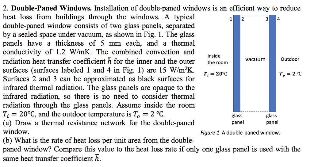 Solved 2. Double-Paned Windows. Installation of double-paned | Chegg.com