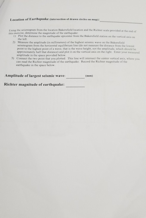 assignment of earthquake