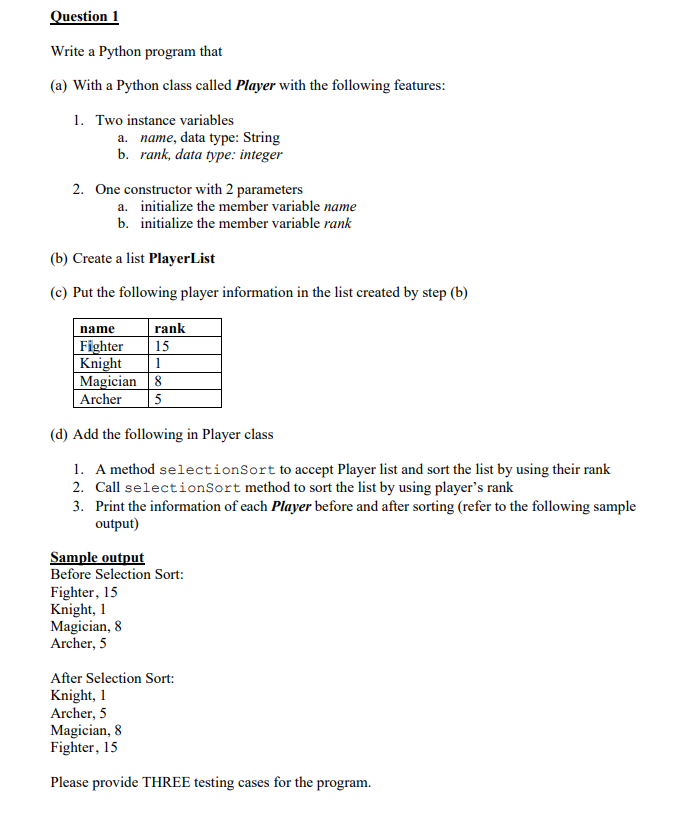 Solved Write a Python program that allows 2 players to play