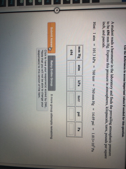 Solved A student reads a barometer in the laboratory and
