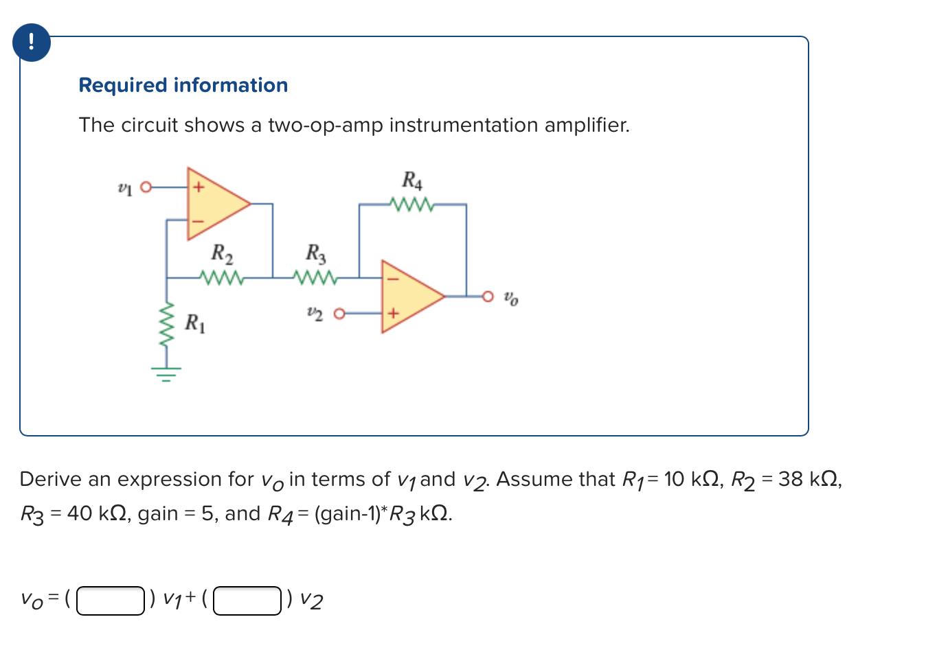 Solved ! Required information The circuit shows a twoopamp
