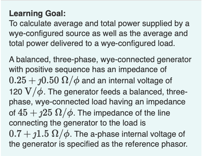 Part A: Calculate the average power per phase | Chegg.com