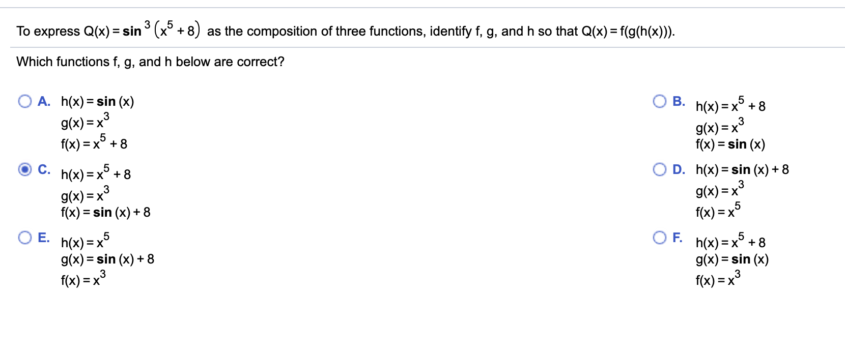 Solved To Express Q X Sin 3 X5 8 As The Composition Chegg Com
