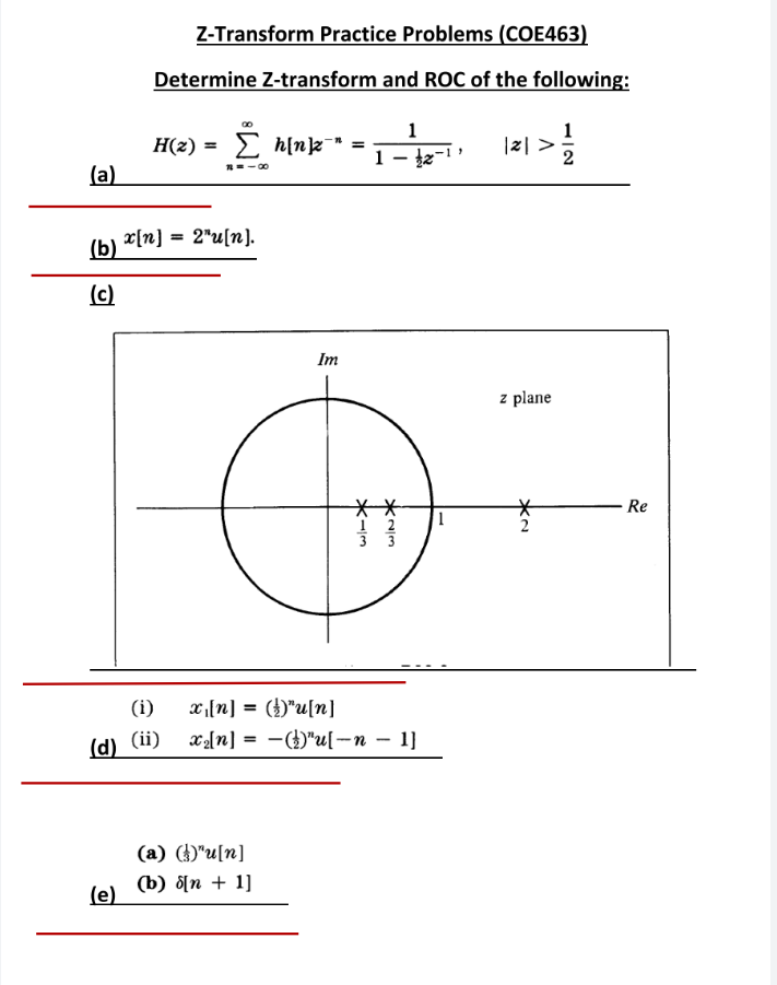 Solved Z Transform Practice Problems Coe463 Determine