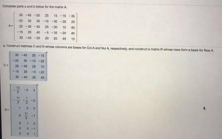 Solved Complete parts a and b below for the matrix A 35 -45 | Chegg.com