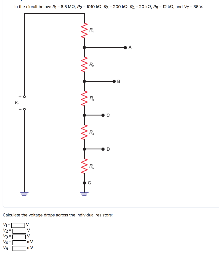 Solved A) Calculate the voltage drops across the | Chegg.com