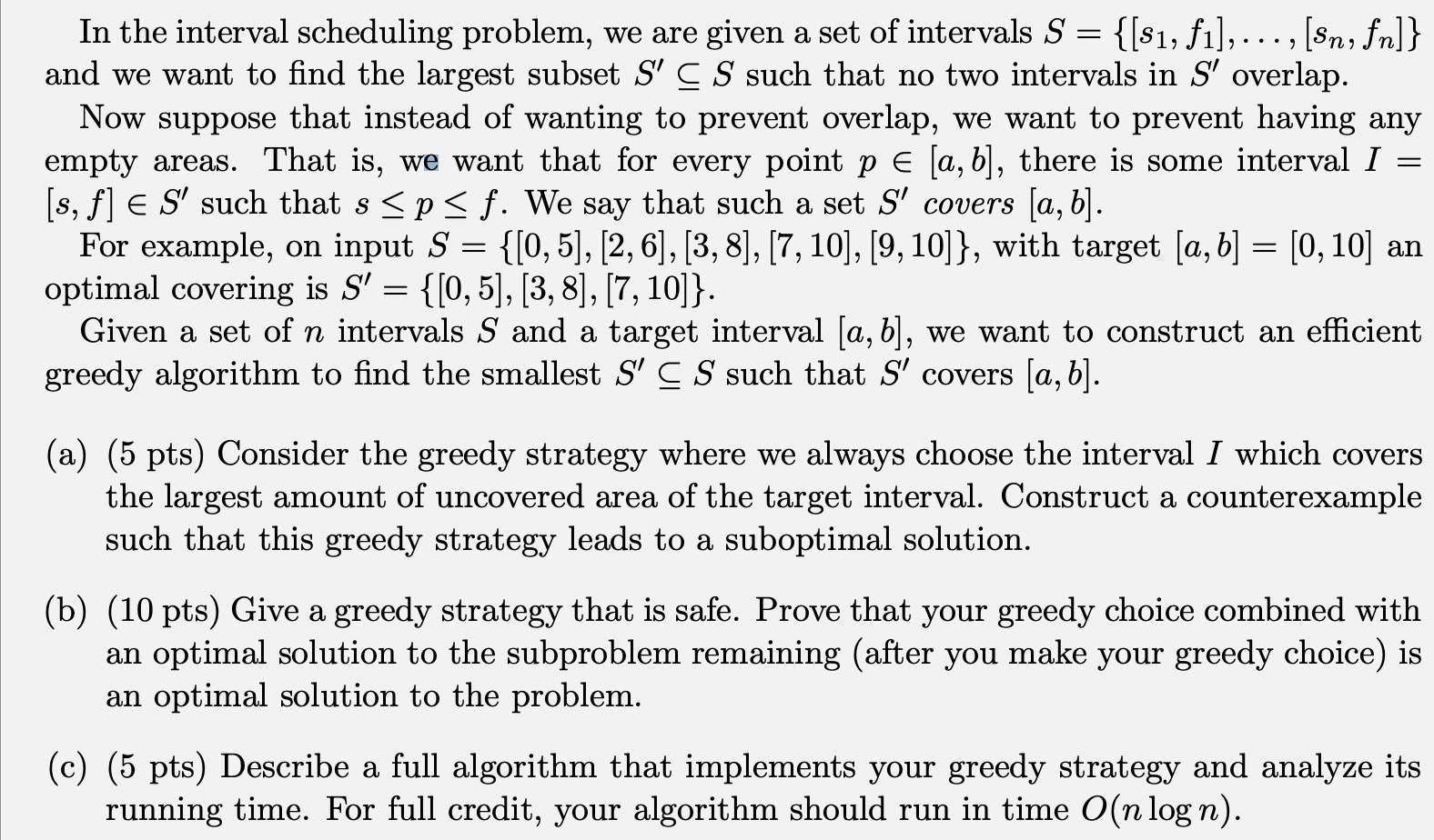 In the interval scheduling problem, we are given a | Chegg.com