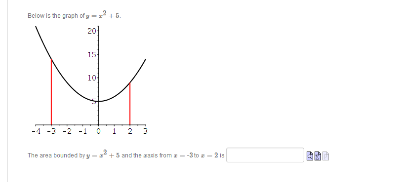 Solved Below is the graph of y=x2+5. The area bounded by | Chegg.com