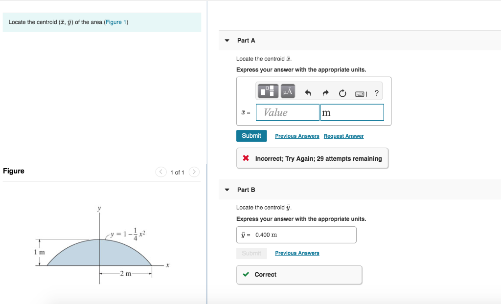 Solved Locate the centroid (,y) of the area. (Figure 1) Part | Chegg.com