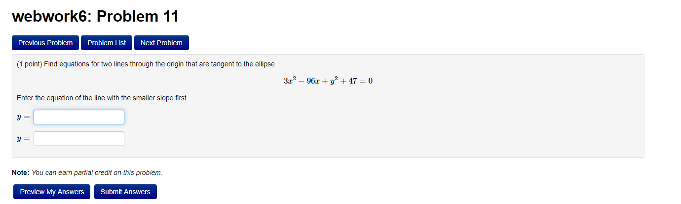 Solved webwork6: Problem 11 Previous Problem Problem List | Chegg.com
