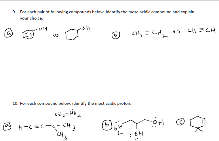 Solved 9. For each pair of following compounds below, | Chegg.com