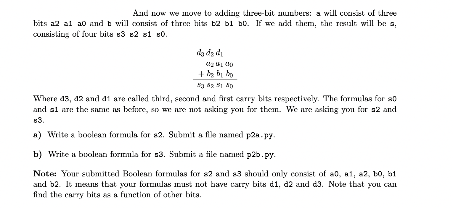 Solved And now we move to adding three-bit numbers: a will | Chegg.com