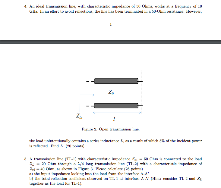 Solved 1 Calculate The Voltage Reflection Coefficient Ob Chegg Com