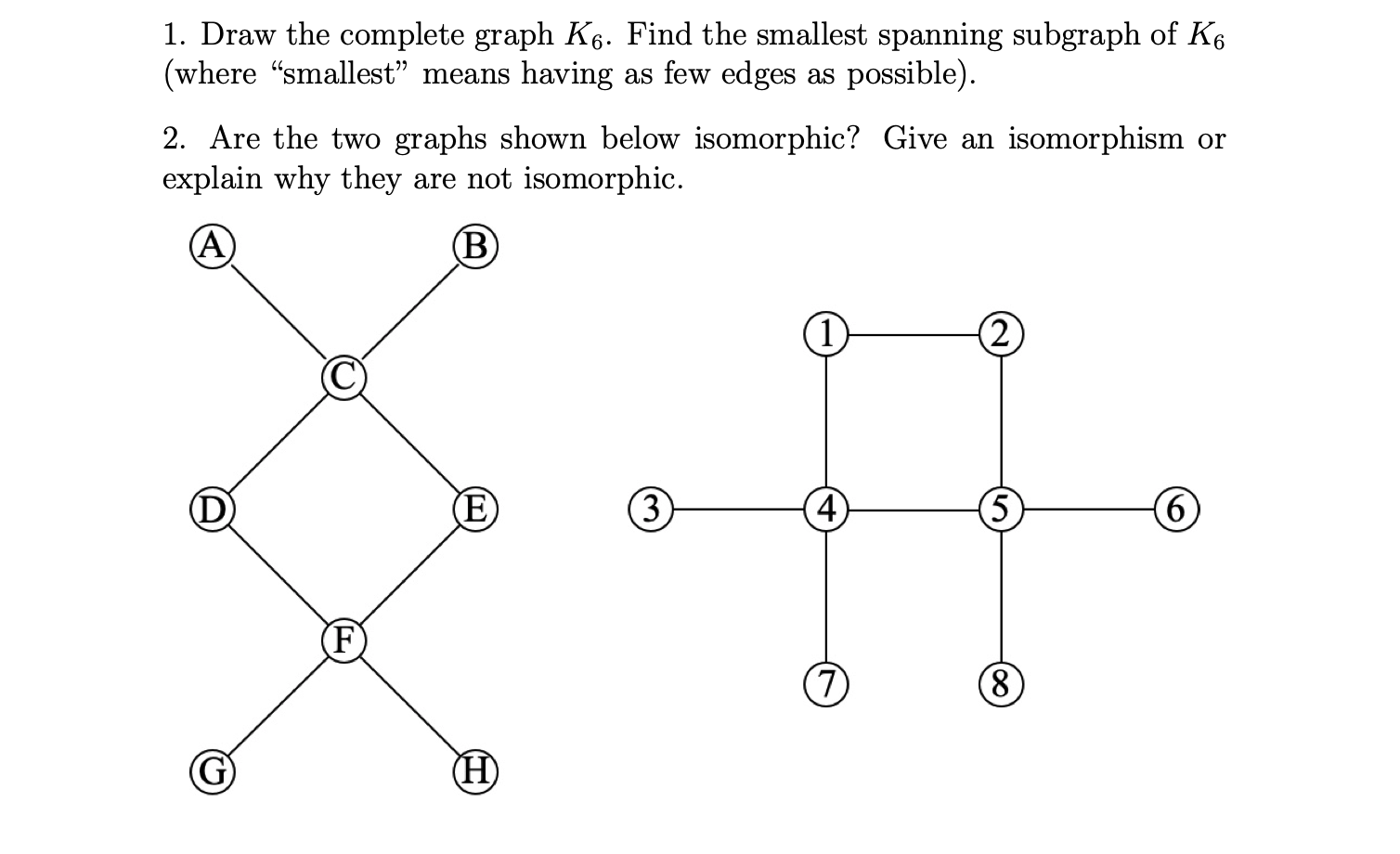 Solved 1. Draw the complete graph K6. Find the smallest