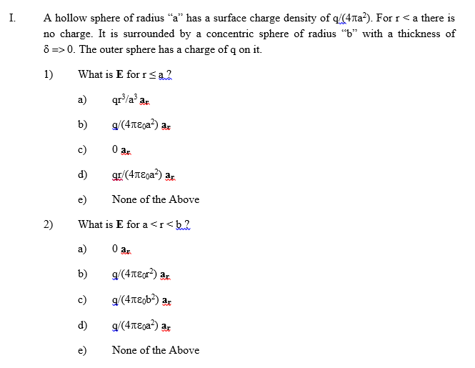 Solved A hollow sphere of radius "a" has a surface charge | Chegg.com