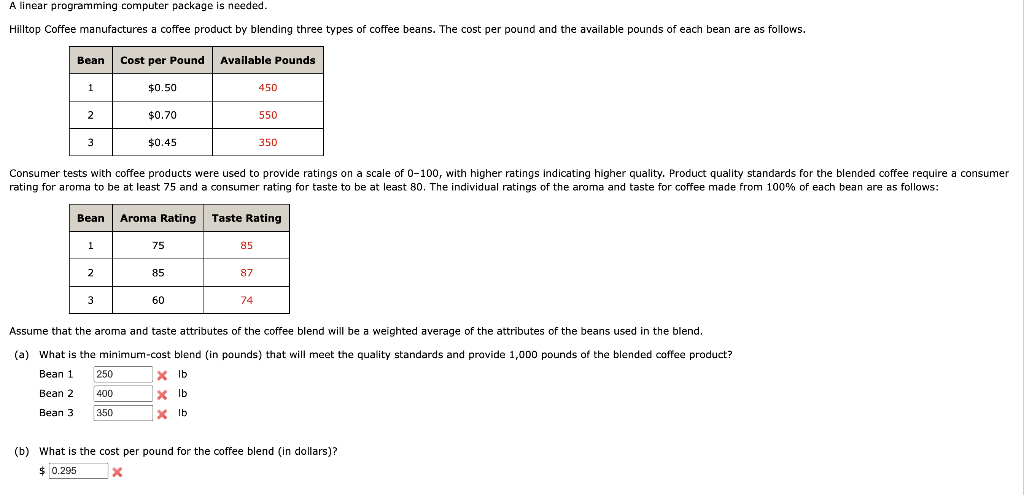 Solved Assume that the aroma and taste attributes of the | Chegg.com