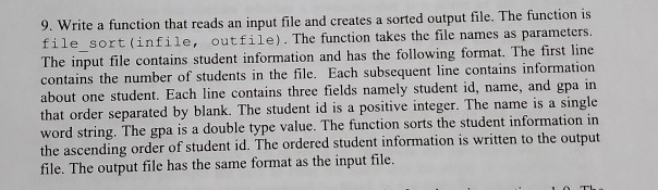 Solved 9. Write a function that reads an input file and | Chegg.com