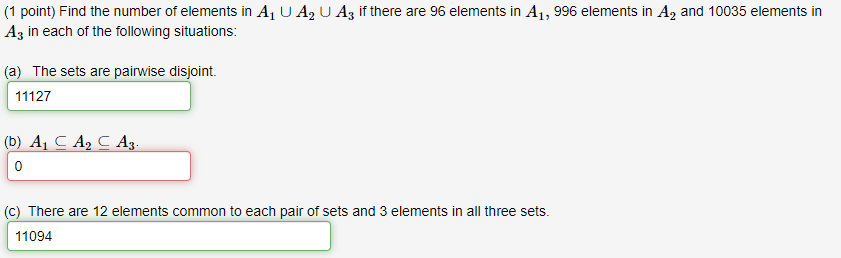 Solved How many elements are contained in each of the | Chegg.com