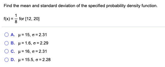 Solved Find the mean and standard deviation of the specified | Chegg.com