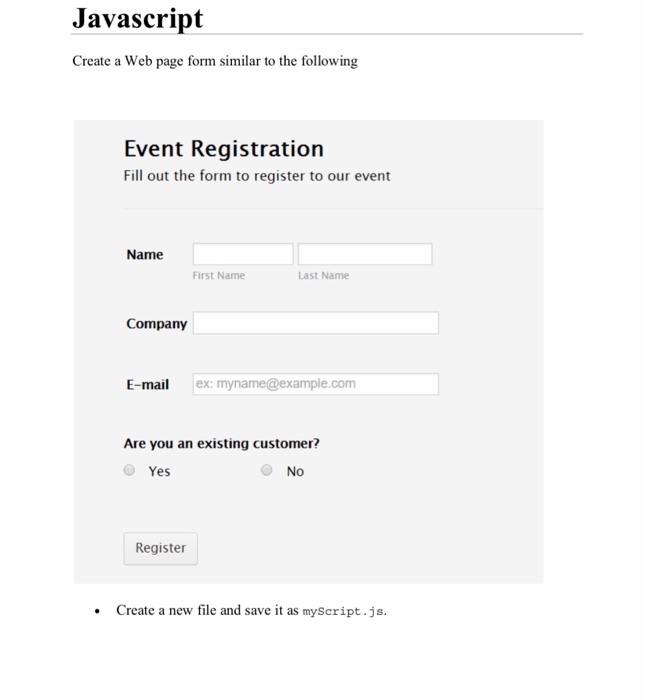 Javascript Create a Web page form similar to the | Chegg.com