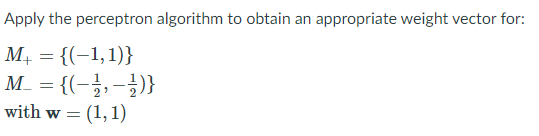 Apply the perceptron algorithm to obtain an | Chegg.com