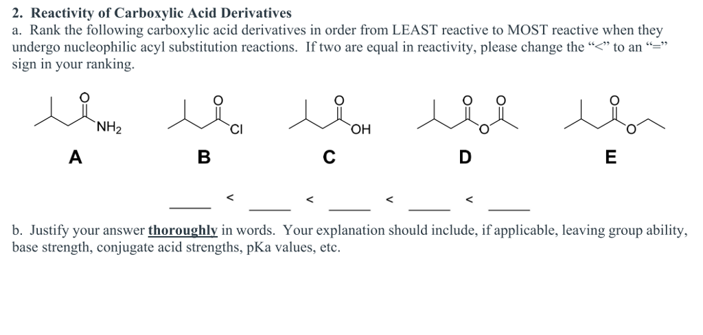 Reactivity Of Carboxylic Acid Derivatives Dopdirector