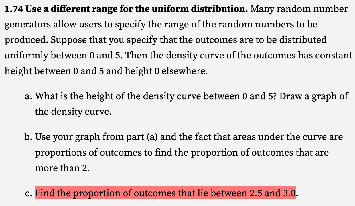 Solved 1.74 Use a different range for the uniform | Chegg.com
