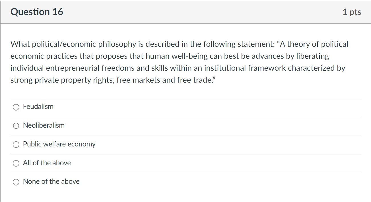 What political/economic philosophy is described in | Chegg.com