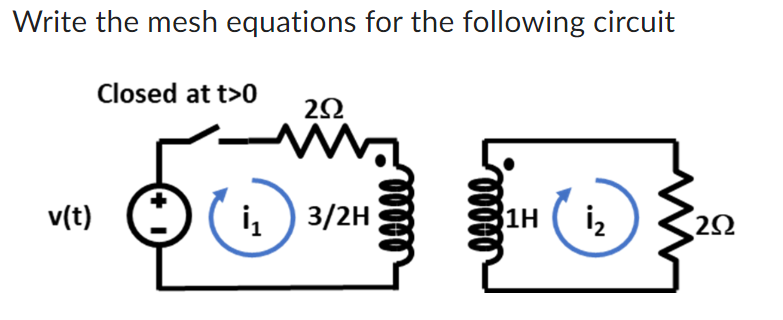 Solved Write the mesh equations for the following circuit | Chegg.com