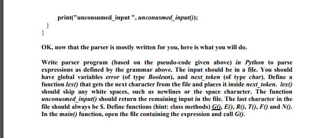 Solved Assignment #3 Parser Application To be done in groups | Chegg.com