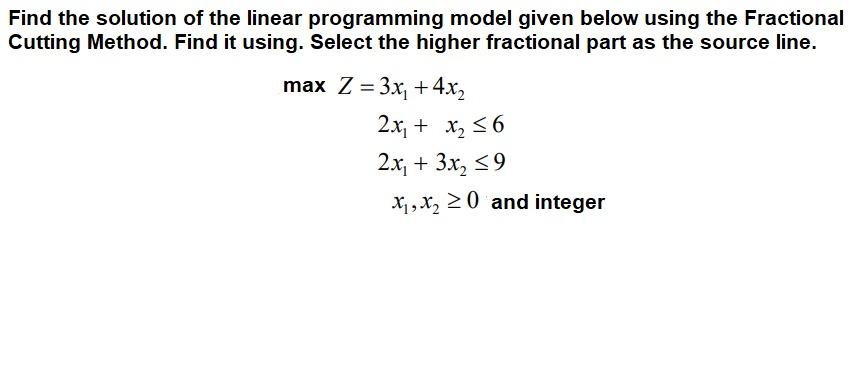 Solved Find the solution of the linear programming model | Chegg.com