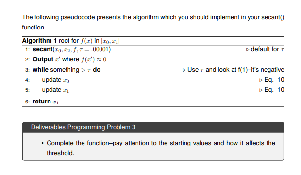 Solved The secant method uses two numbers to approximate the | Chegg.com