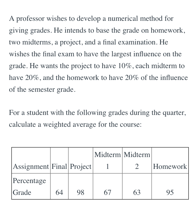 How To Calculate Semester Grade From Quarter Grades