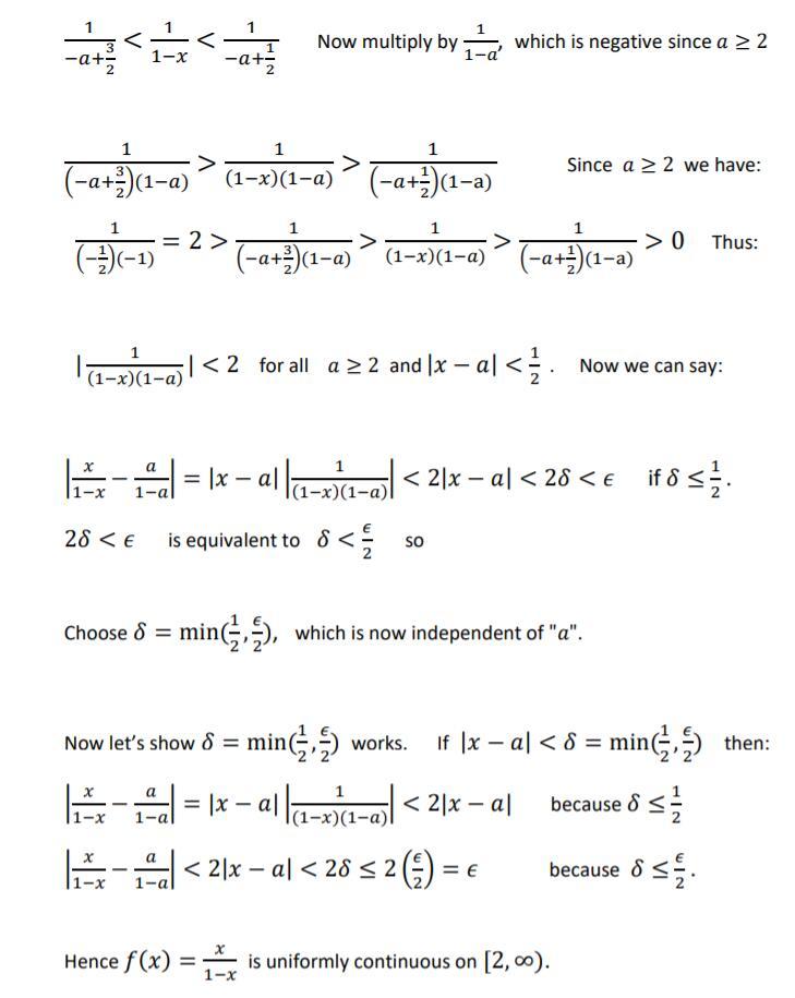 Solved 2. Using the ε, d definition of uniform continuity