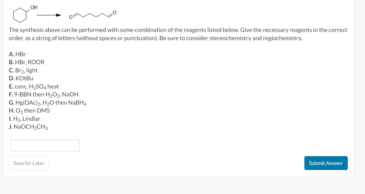 Solved The synthesis above can be performed with some | Chegg.com