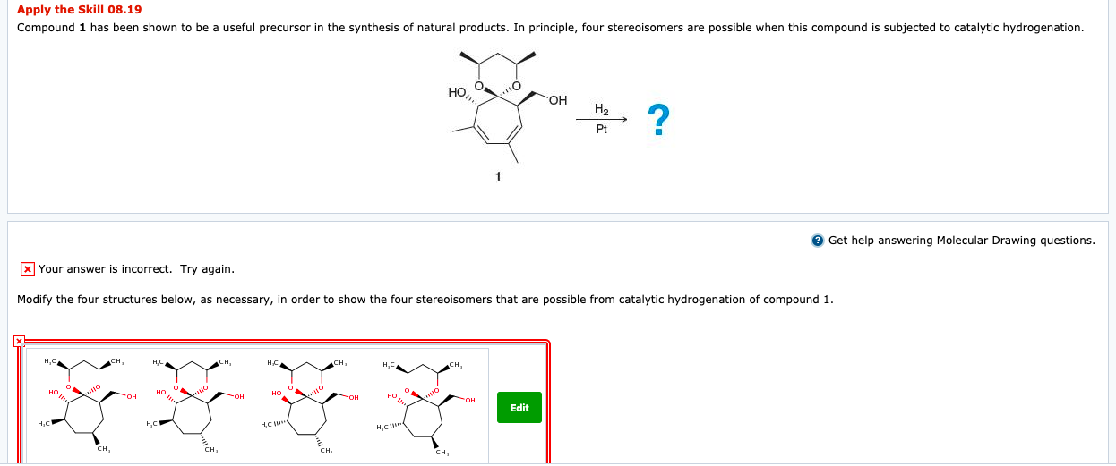 Solved Apply the Skill 08.19 Compound 1 has been shown to be | Chegg.com