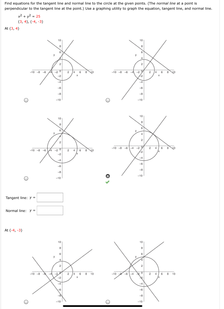 Solved Find Equations For The Tangent Line And Normal Line