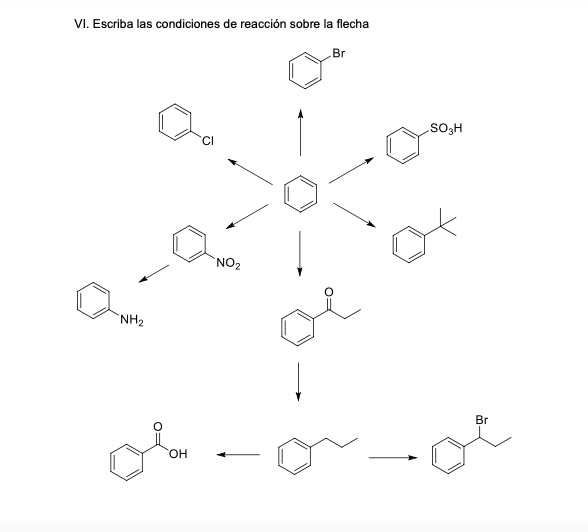 Solved VI. Escriba las condiciones de reacción sobre la