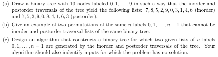 Solved (a) Draw a binary tree with 10 nodes labeled | Chegg.com