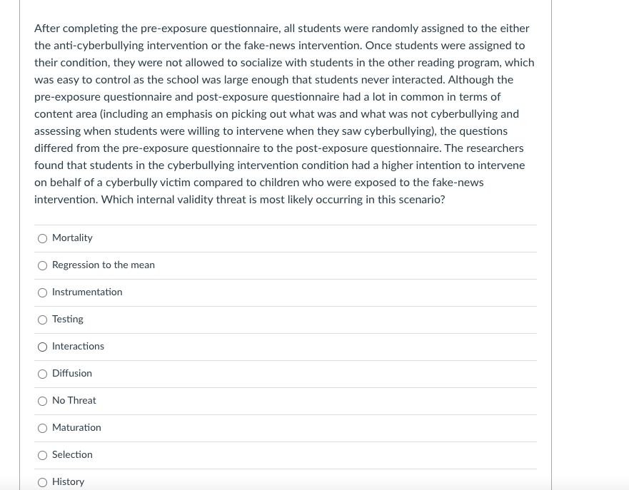 Solved After completing the pre-exposure questionnaire, all | Chegg.com