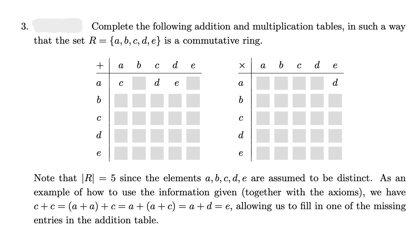 3. Complete the following addition and multiplication | Chegg.com