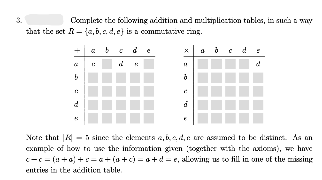 3. Complete The Following Addition And Multiplication | Chegg.com