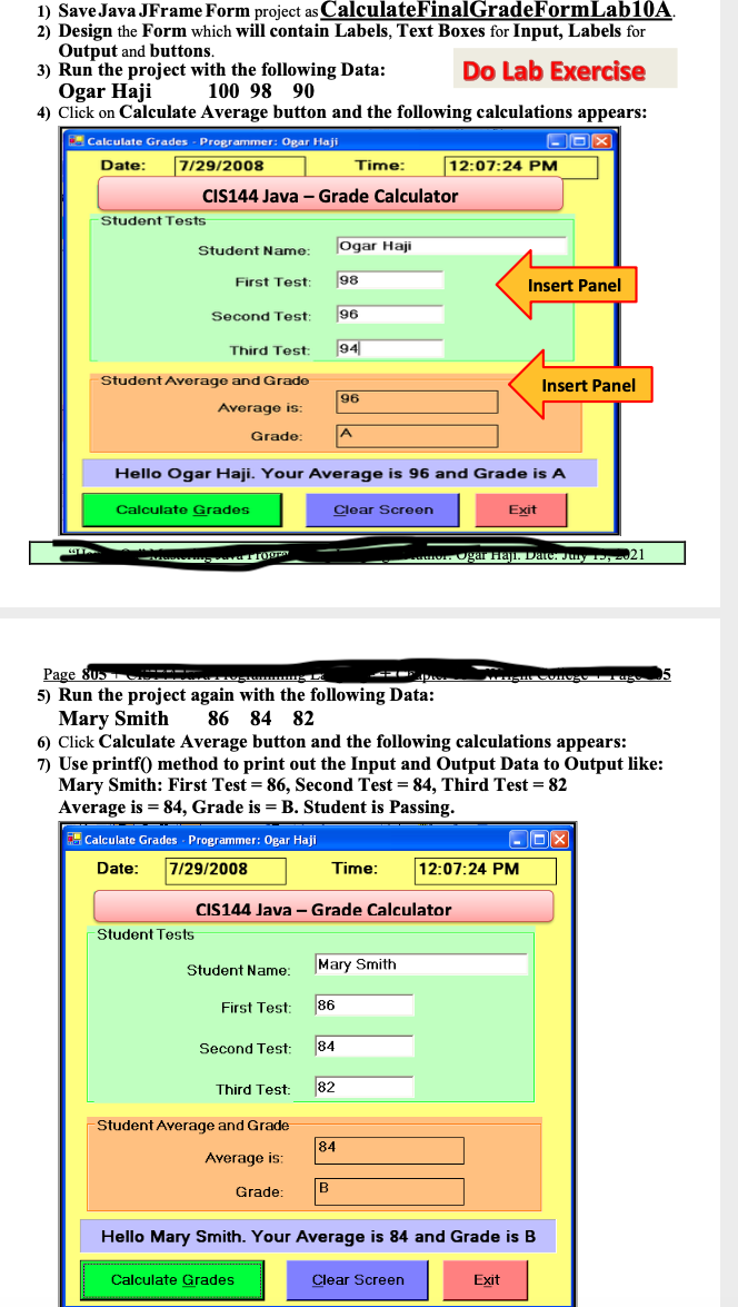 Solved 1) Save Java JFrame Form project as Calculate | Chegg.com