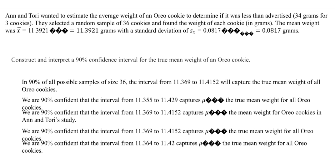 Solved Ann and Tori wanted to estimate the average weight of | Chegg.com